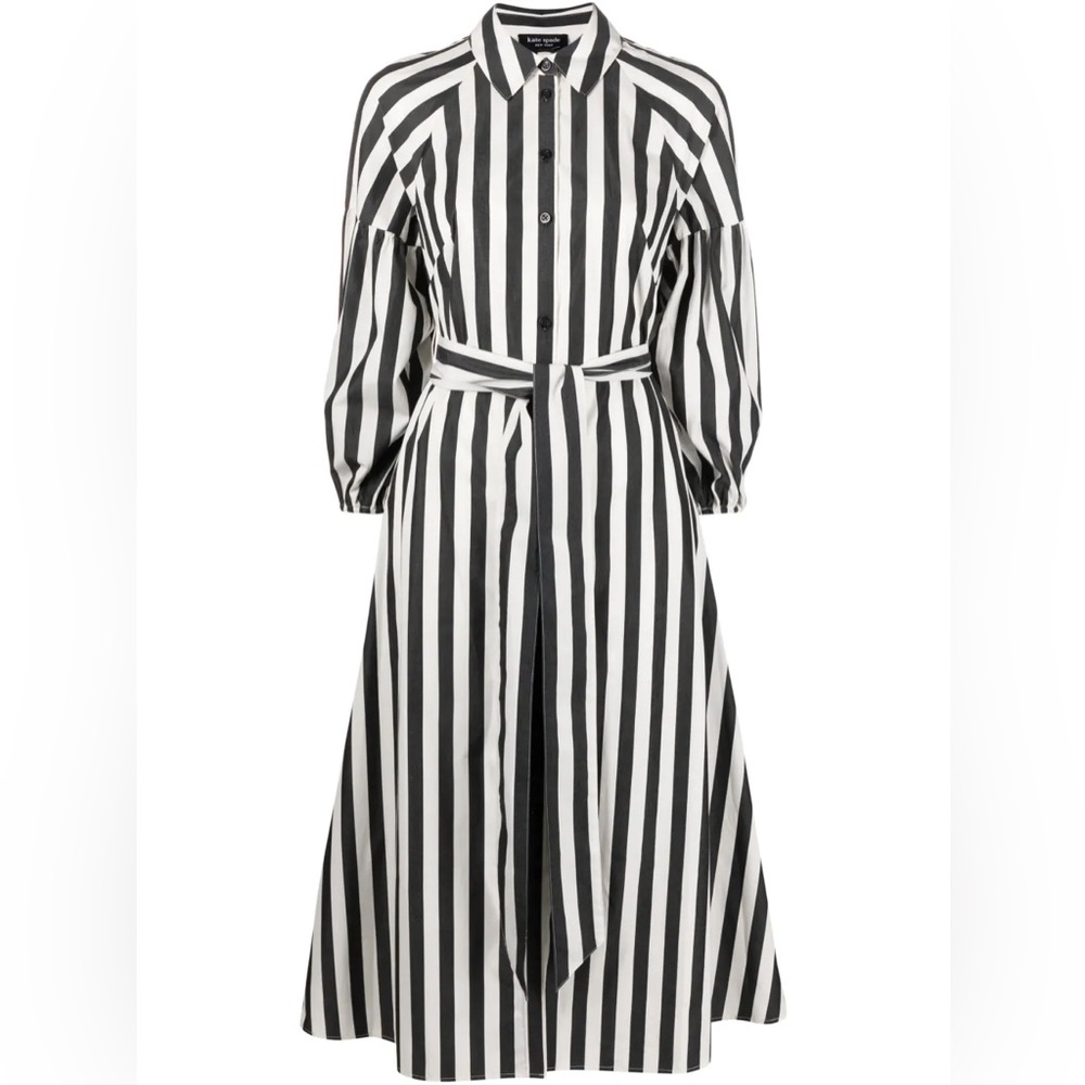Kate Spade Women’s Terrace Stripe Dress Black White Button Down Poplin Size S - Picture 6 of 9